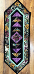 *Quilt - Table Runner - Asian Peonies - Purple, Dark Mauve, Teal, Mint Green