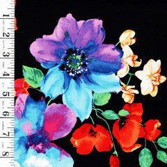 *Floral - Timeless Treasures - Vibrant Colorful Floral - 1866-4177 - Black - By the Half Yard