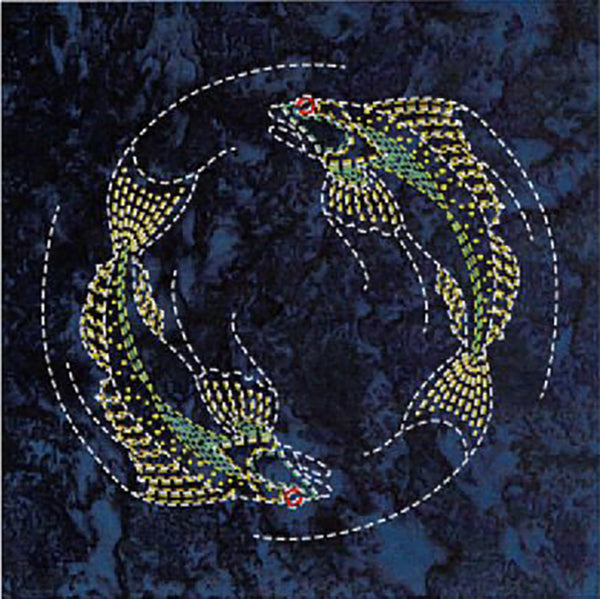 Sashiko - Pre-printed Sea Life Panel - OCEAN Series - TWO FISH - Indig ...