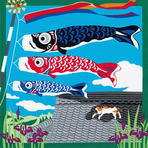 Furoshiki - Japanese Wrapping Cloth - Tama Cat & Carp Streamers