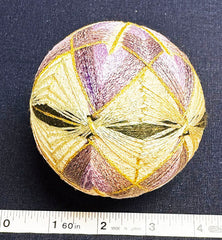 TEMARI BALL - Medium Size - Lavender & Cream with Gold Metallic - Vintage