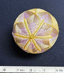 TEMARI BALL - Medium Size - Lavender & Cream with Gold Metallic - Vintage