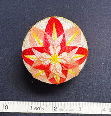 TEMARI BALL - Small Size - Red, Pink & Green with Gold Metallic Threads - SET OF 3 - Vintage