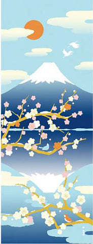 Tenugui - Japanese Scarf or Towel - Mt. Fuji & Cherry Blossoms