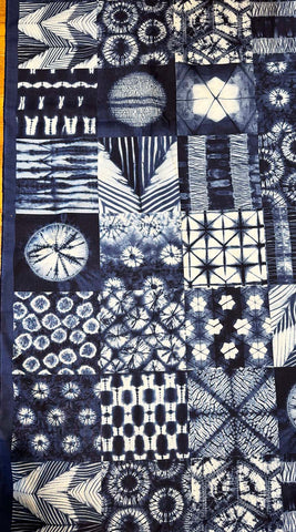 Japanese - Shibori Style Blocks - Tochi by Debbie Maddy - Indigo - By the Yard