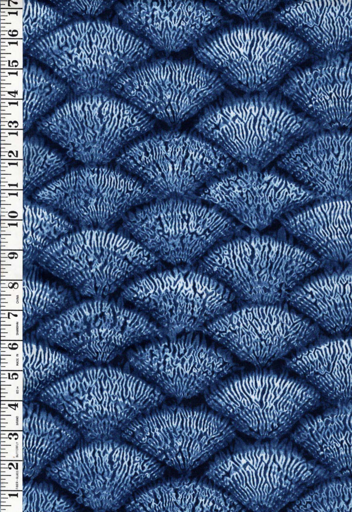 Japanese - Shibori Style Fans - Tochi by Debbie Maddy - 48061-13 - Indigo - By the Half Yard