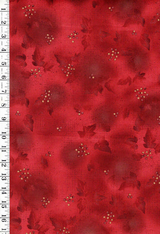 *Floral - Origins Leaves & Berries - Rosey Brick Red - Last 1 2/3 yard