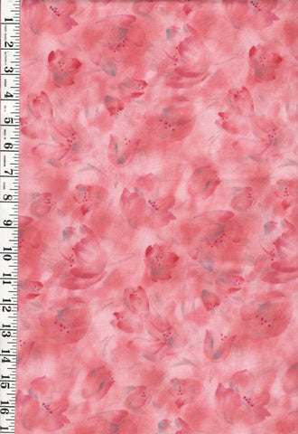 *Asian - Pretty Tonal Tulips - Salmon Pink - Last 1  3/4 yard