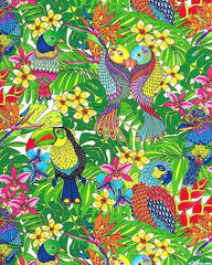 Tropical - Tropical Flair - Love Birds, Toucan & Floral Jungle - 77658-973 - Last 1 yard