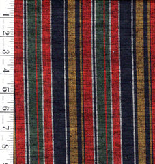 *1006 - Japanese Silk - Silk Blend - Tsumugi Stripes - Gold, Burnt Orange, Green