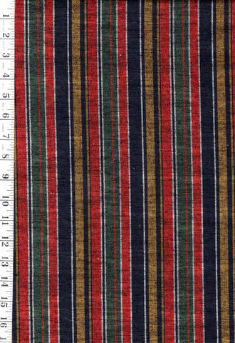 *1006 - Japanese Silk - Silk Blend - Tsumugi Stripes - Gold, Burnt Orange, Green