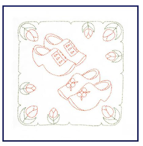 Sashiko World - The Netherlands - Sampler Kit with Needle & Thread - Clogs - White