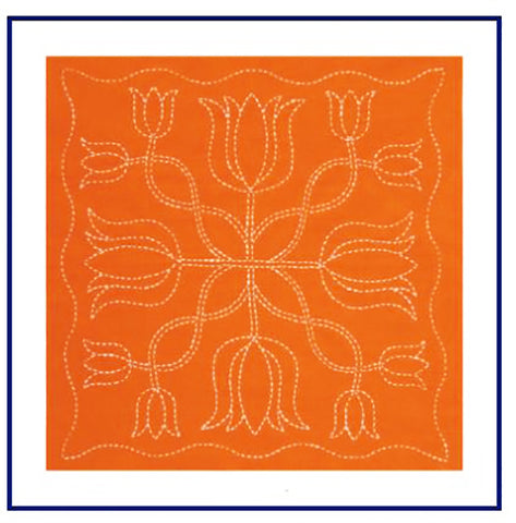 Sashiko World - The Netherlands - Sampler Kit with Needle & Thread - Twelve Tulips - Orange