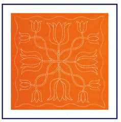 Sashiko World - The Netherlands - Sampler Kit with Needle & Thread - Twelve Tulips - Orange