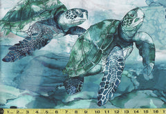 *Tropical - Northcott Sea Breeze - Swimming Turtles & Coral Reef - DP27095-44 - Blue-Teal-Aqua