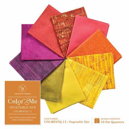 Fat Quarter Color Pack - COLOR ME - VEGETABLE DYE COLORS - 10 Fat Quarter Bundle