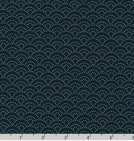 *Japanese - Sevenberry Kasuri Collection - Small Dotted Wave (Seigaiha) - SB-88222D3-5 - Dark Navy/ Indigo