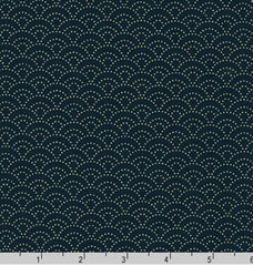 *Japanese - Sevenberry Kasuri Collection - Small Dotted Wave (Seigaiha) - SB-88222D3-5 - Dark Navy/ Indigo