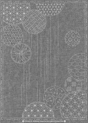 Sashiko Pre-printed Small Panel - QH Textiles - HFNP24BK-03B - Yarn Dyed Nep Fabric - WINDCHIMES - GRAY