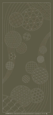 Sashiko Pre-printed Panel - Wagara WINDCHIMES - # HF1119-11D - GRAY
