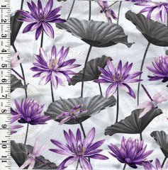 Asian - Dragonflies & Water Lilies - Dragonfly Pool CM8499 - Soft Silver Gray - Last 1/2 yard
