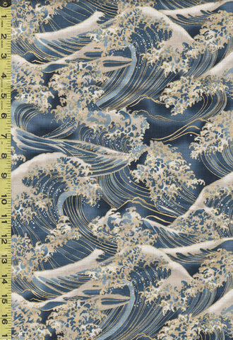 *Japanese - Hokkoh Great Waves - Dobby Weave - 1024-1110-2B - Blue