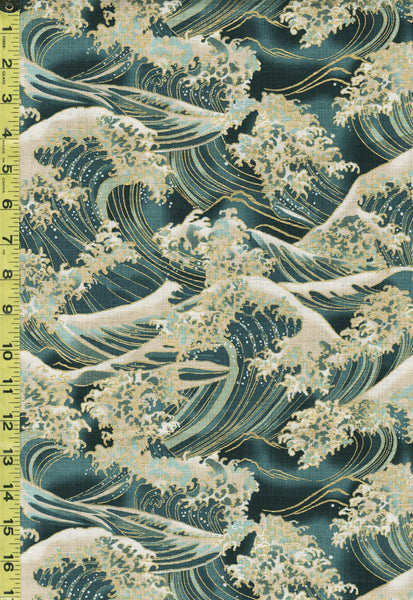 *Japanese - Hokkoh Great Waves - Dobby Weave - 1024-1110-2C - Teal ...