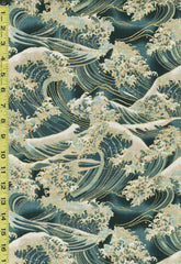 *Japanese - Hokkoh Great Waves - Dobby Weave - 1024-1110-2C - Teal