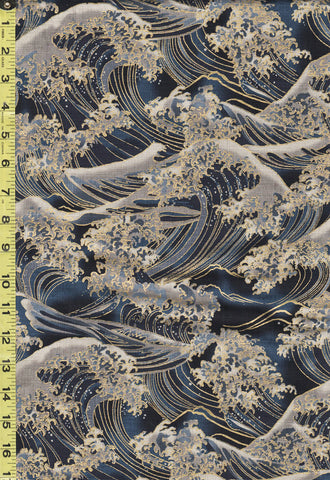 *Japanese - Hokkoh Great Waves - Dobby Weave - 1024-1110-2D - Navy