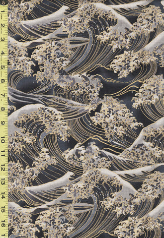 *Japanese - Hokkoh Great Waves - Dobby Weave - 1024-1110-2E - Dark Gray