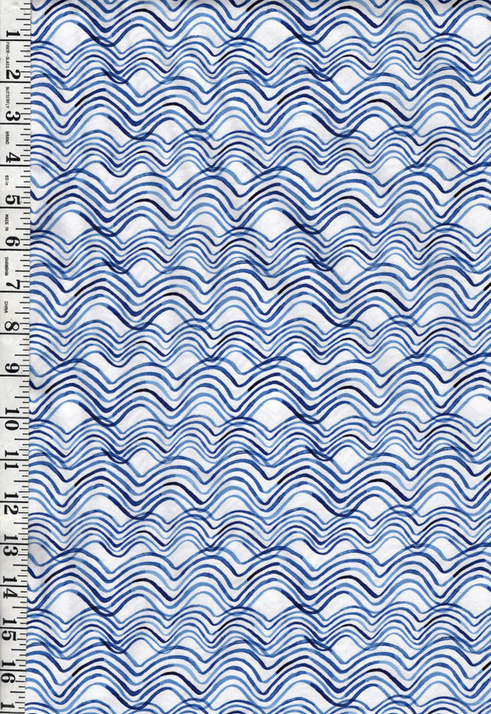 *Tropical - By the Sea - Rippling Waves - 05172-B - Blue & White