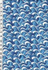 *Japanese Novelty - Japanese Garden - Stylized Crested Waves - 120-2059 - Blue - By the Half Yard