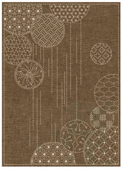Sashiko Pre-printed Small Panel - QH Textiles - HFNP22BR-01B - Yarn Dyed Nep Fabric - Windchimes - Brown