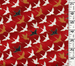 Asian - Wind Song - Small Flying Cranes - 6026602 - Red - By the Half Yard