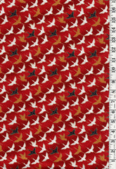 Asian - Wind Song - Small Flying Cranes - 6026602 - Red - By the Half Yard