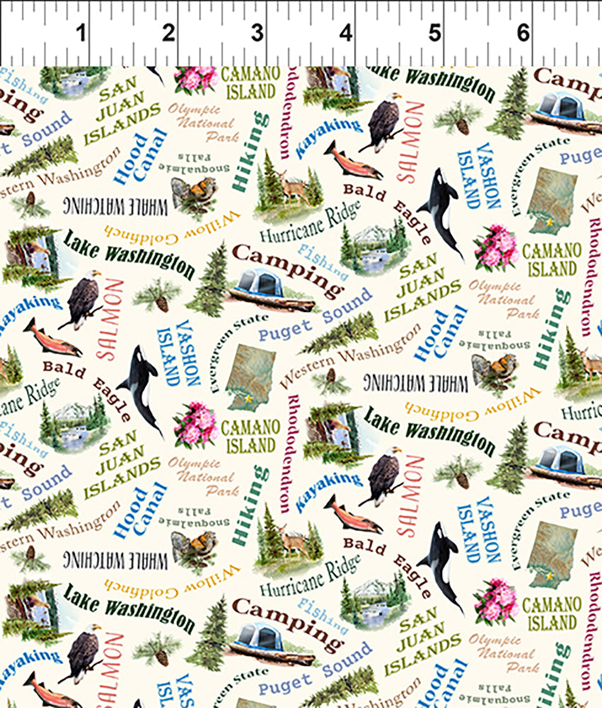 SHOP HOP 2024 - Small Pacific Northwest Animals and Words - Last 2 1/8 Yards