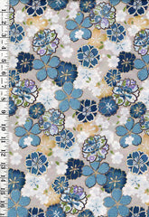 *Japanese - KOKKA - Compact Colorful Sakura Blossoms - YGA-61040 - 1D20 - Gray-Blue