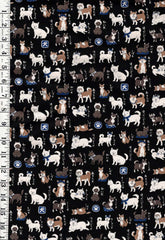 *Japanese Novelty - Kokka - Dog Dictionary - YPA-56030-1D - Black - By the Half Yard