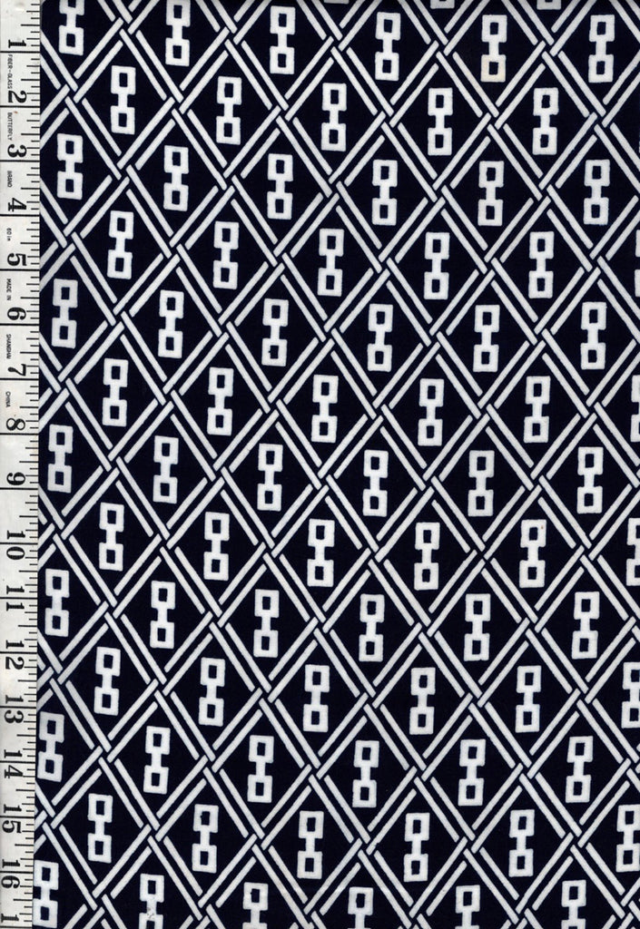 Yukata Fabric - 1003 - Diagonal Grid with Square Locks - Traditional 14" wide - Dark Indigo/ Black