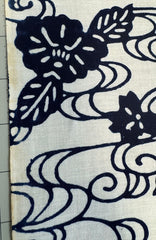 Yukata Fabric - 734 - Floral River Swirls - Indigo & White