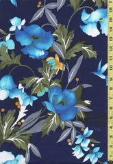 Yukata Fabric - 917 - Blue Flowers & Blossoms - Leonard Paris - Blue