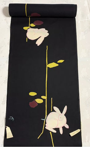 Yukata Fabric - 936 - Chic Bunnies - Black