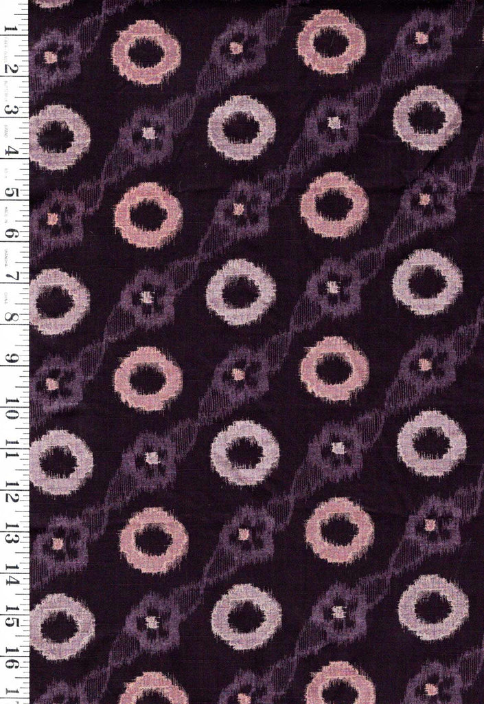 Japanese - Yuwa Diagonal Floating Circles & Floral Motif - Plum - Last 1 yard