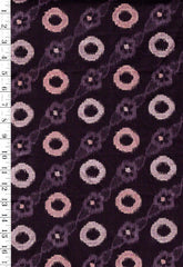 Japanese - Yuwa Diagonal Floating Circles & Floral Motif - Plum - Last 1 yard