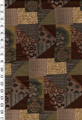 Japanese - Yuwa Patchwork Squares - Brown & Green - Last 3/4 yard