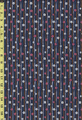 Japanese Novelty - Cosmo Small Floating Cherry Blossoms on Skinny Stripes - AP22910-1E -Navy - ON SALE - SAVE 50% By the Yard