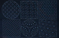 Sashiko Pre-printed Panel - Crests & Japanese Motif Blocks - Z-106-A - Black