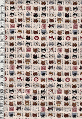 *Japanese Novelty - Kokka - Cat Dictionary - YPA-56030-2A - Natural - Oxford Cloth - By the Half Yard
