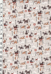 *Japanese Novelty - Kokka - Dog Dictionary - YPA-56030-1A - Natural - Oxford Cloth - By the Half Yard