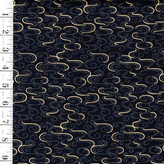 *Asian - Year of the Dragon - Gold Metallic River Swirls - LEIA-864-3 - BLACK